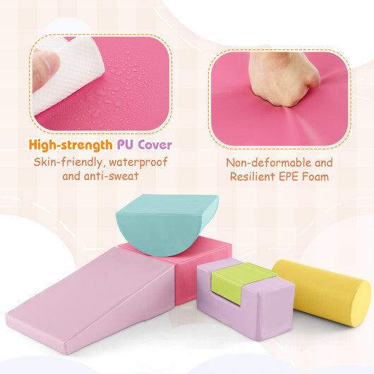 6 Pieces Foam Climbing Blocks Indoor Climb and Crawl Activity Playset with Rectangles-Orange LuxuryLifeWay Online Store