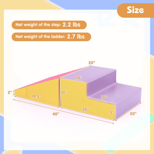 2-Piece Step and Slide Climber for Infants and Toddlers Baby Soft Play Set Foam Blocks-Yellow - Color: Yellow LuxuryLifeWay Online Store