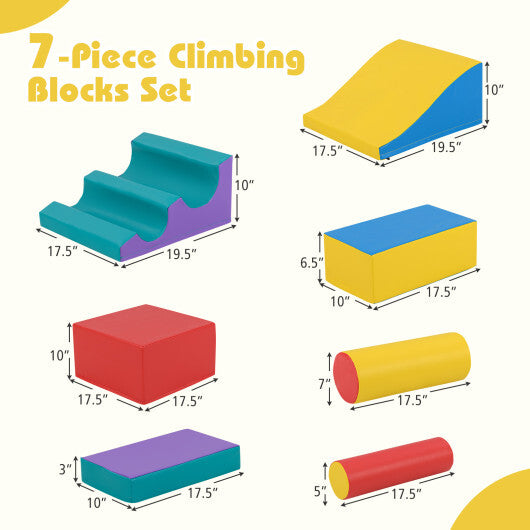 7-Piece Foam Blocks for Toddlers Soft Climbing Toys Indoor Play for Babies-Pink LuxuryLifeWay Online Store