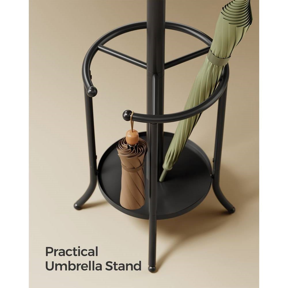 Heavy Duty Black Metal Coat Rack with Umbrella Holder LuxuryLifeWay Online Store