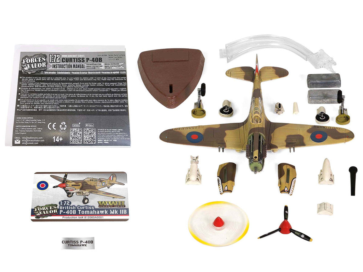 Curtiss P-40B Tomahawk MK IIB Aircraft Fighter "112 Squadron (Royal Air Force) AK402 GA-F North Africa" (October 1941) "WW2 Aircrafts Series" 1/72 Diecast Model by Forces of Valor LuxuryLifeWay Online Store