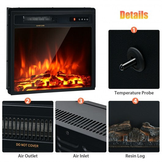 18 Inch 1500W Electric Fireplace Freestanding and Recessed Heater LuxuryLifeWay Online Store