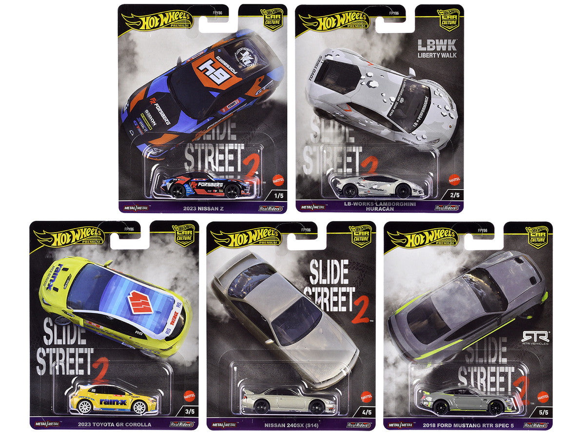 "Slide Street 2" 5 piece Set "Car Culture" 2024 Series H Diecast Model Cars by Hot Wheels LuxuryLifeWay Online Store