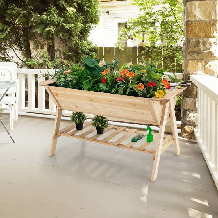 Farmhouse 2 Tier Large Outdoor Natural Wooden 5-ft Raised Garden Bed Planter Box LuxuryLifeWay Online Store