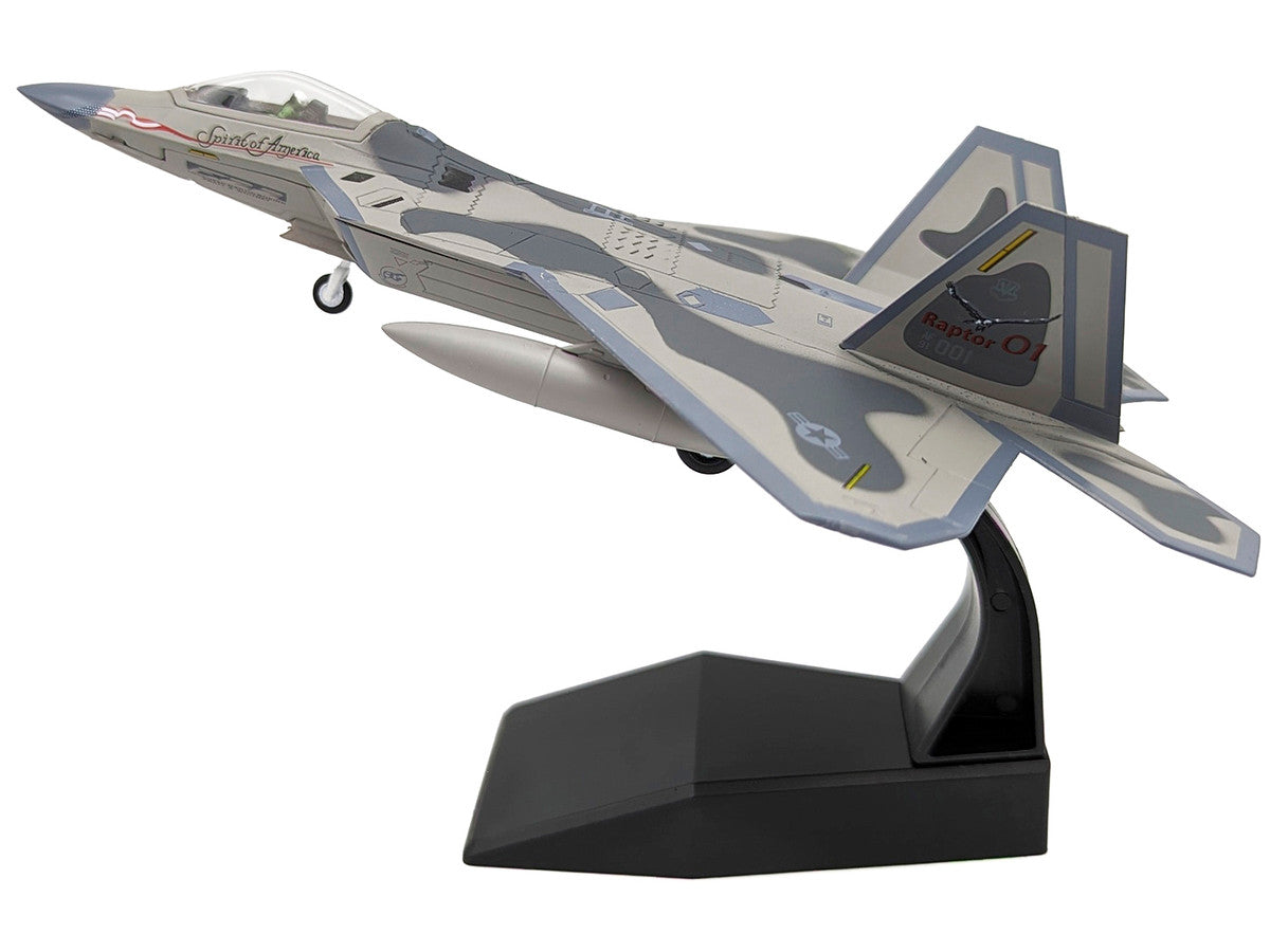 Lockheed Martin F-22A Raptor Aircraft "Spirit of America 412th Test Wing Edwards Air Force Base" (1997) United States Air Force 1/100 Diecast Model Airplane LuxuryLifeWay Online Store