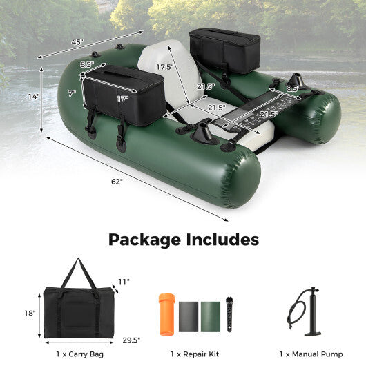 Inflatable Fishing Float Tube for Angling with Fish Ruler and Angling Base LuxuryLifeWay Online Store