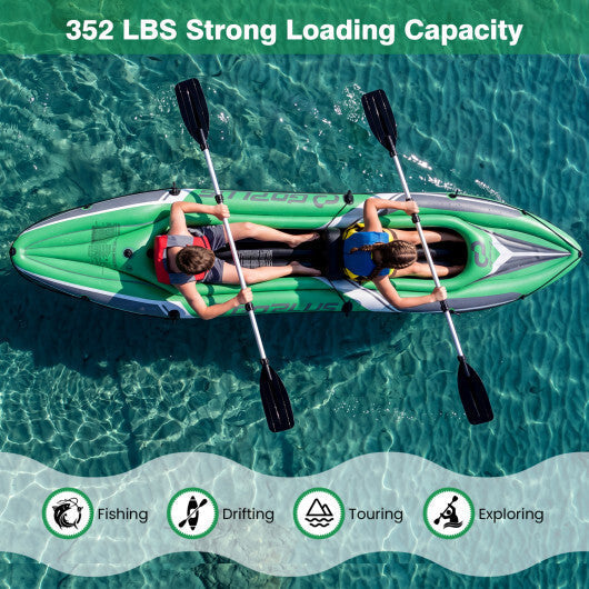 11.5 Feet Inflatable Kayak 2 Person Heavy Duty with Aluminum Paddles-Green LuxuryLifeWay Online Store