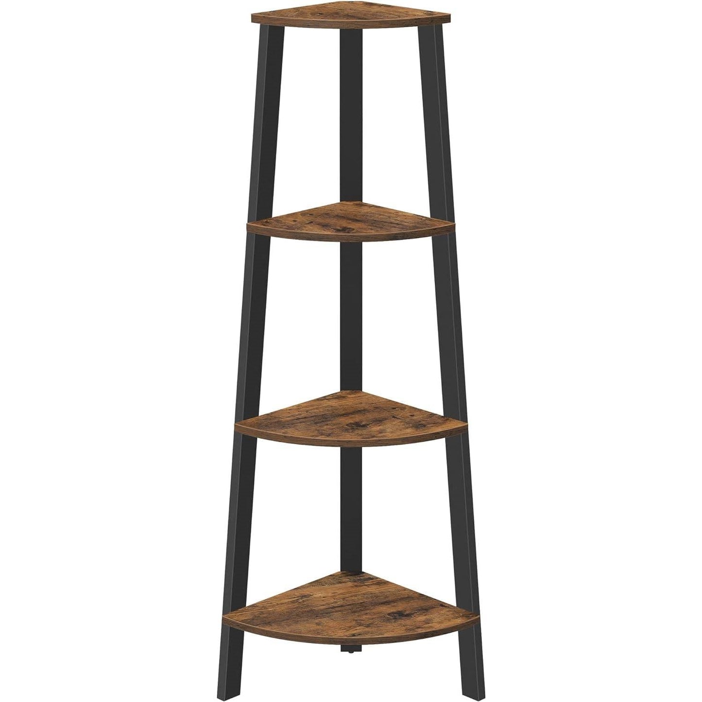 Narrow 3-Shelf Corner Shelving Unit Plant Stand Bookcase in Brown Black Wood LuxuryLifeWay Online Store