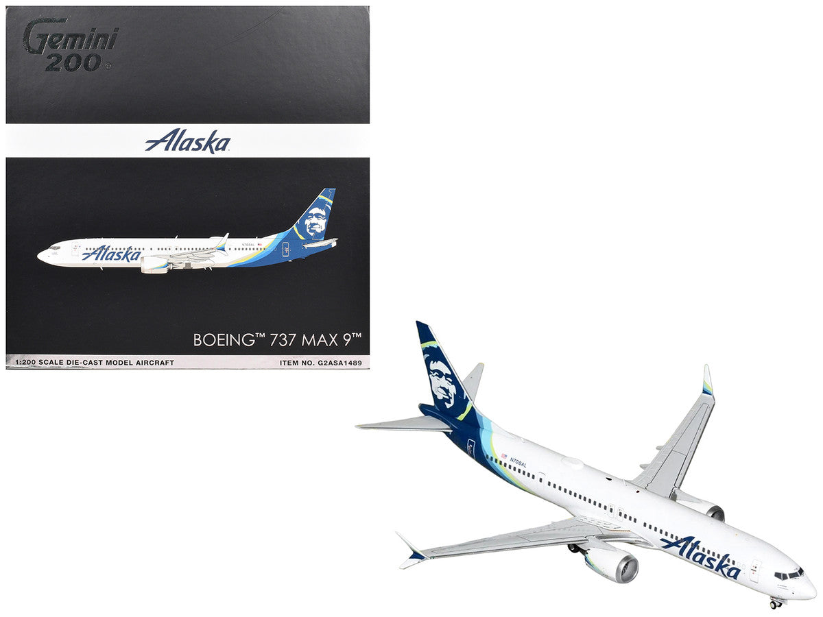 Boeing 737 MAX 9 Commercial Aircraft "Alaska Airlines" (N708AL) White with Blue Tail "Gemini 200" Series 1/200 Diecast Model Airplane by GeminiJets LuxuryLifeWay Online Store