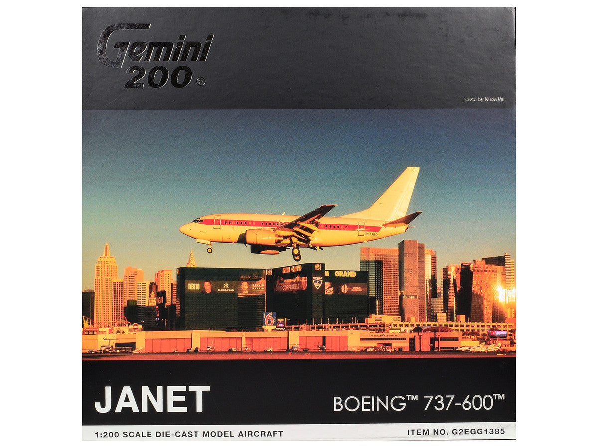 Boeing 737-600 Commercial Aircraft "EG&G - Janet Airlines" (N319BD) White with Red Stripes "Gemini 200" Series 1/200 Diecast Model Airplane by GeminiJets LuxuryLifeWay Online Store