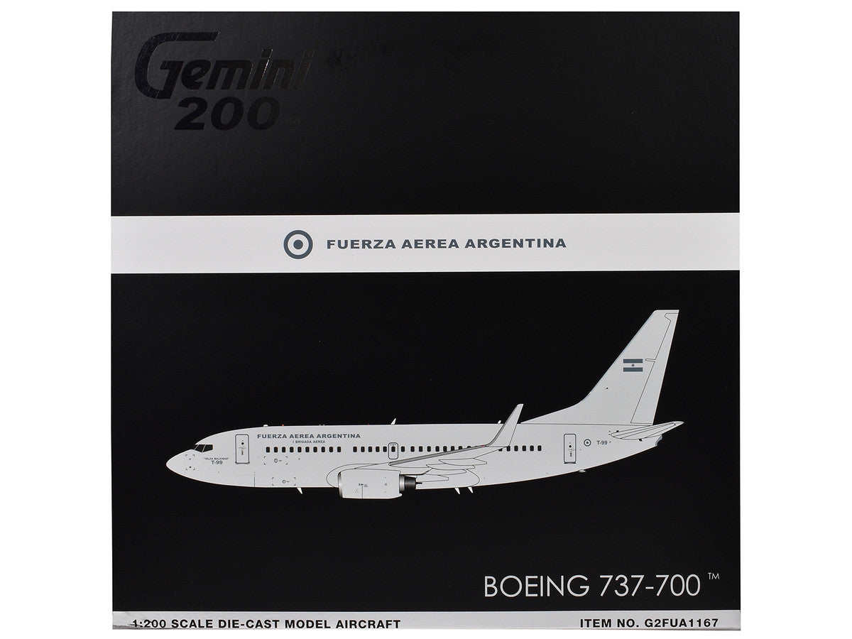 Boeing 737-700 Transport Aircraft "Fuerza Aerea Argentina (Air Force)" (T-99) Gray "Gemini 200" Series 1/200 Diecast Model Airplane by GeminiJets LuxuryLifeWay Online Store