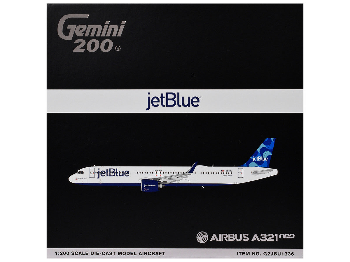 Airbus A321neo Commercial Aircraft "JetBlue Airways" (N2180J) White with Blue Tail "Gemini 200" Series 1/200 Diecast Model by GeminiJets LuxuryLifeWay Online Store