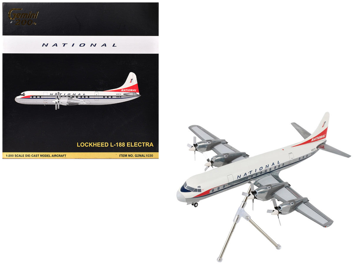 Lockheed L-188 Electra Commercial Aircraft "National Airlines" (N5017K) White and Gray "Gemini 200" Series 1/200 Diecast Model Airplane by GeminiJets LuxuryLifeWay Online Store