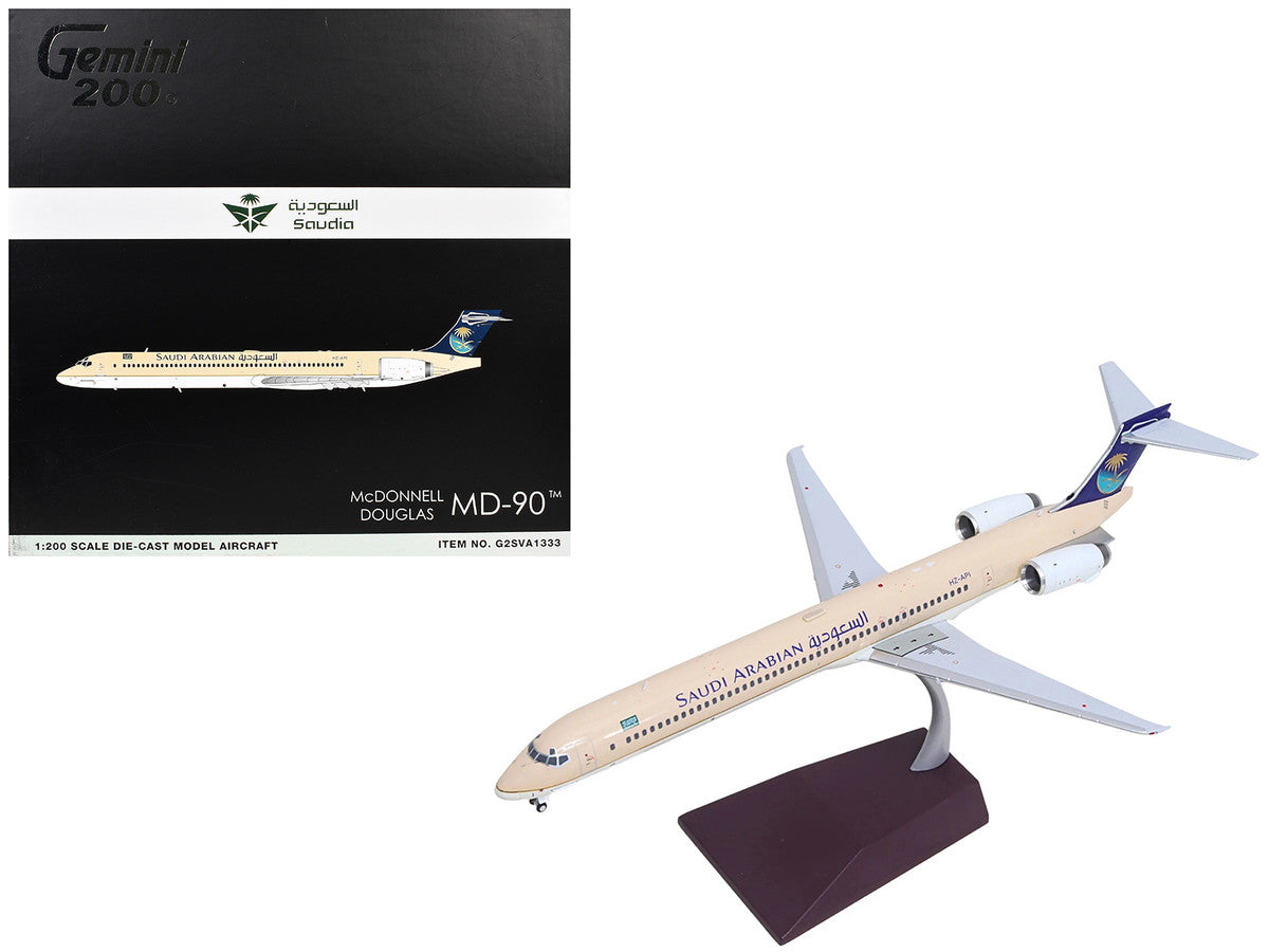 McDonnell Douglas MD-90 Commercial Aircraft "Saudia Airlines" (HZ-API) Beige with Blue Tail "Gemini 200" Series 1/200 Diecast Model by GeminiJets LuxuryLifeWay Online Store