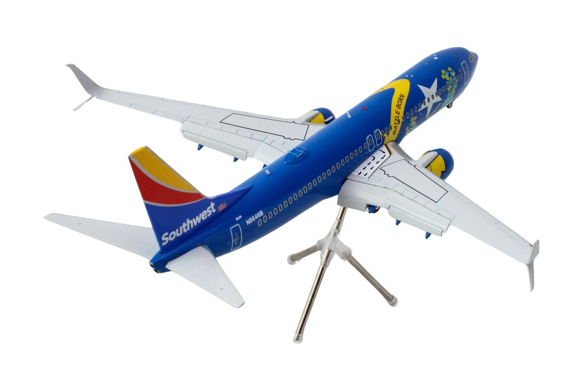 Boeing 737-800 Commercial Aircraft with Flaps Down "Southwest Airlines - Nevada One" (N8646B) Blue with Tail Stripes "Gemini 200" Series 1/200 Diecast Model Airplane by GeminiJets LuxuryLifeWay Online Store
