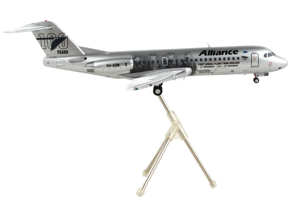 Fokker F70 Commercial Aircraft "Alliance Airlines - 100 Years First Flight from England" Silver Metallic "Gemini 200" Series 1/200 Diecast Model Airplane by GeminiJets LuxuryLifeWay Online Store