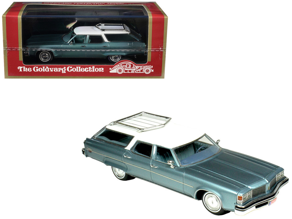 1976 Oldsmobile Custom Cruiser Light Blue Metallic with White Top and Blue Interior Limited Edition to 200 pieces Worldwide 1/43 Model Car by Goldvarg Collection LuxuryLifeWay Online Store