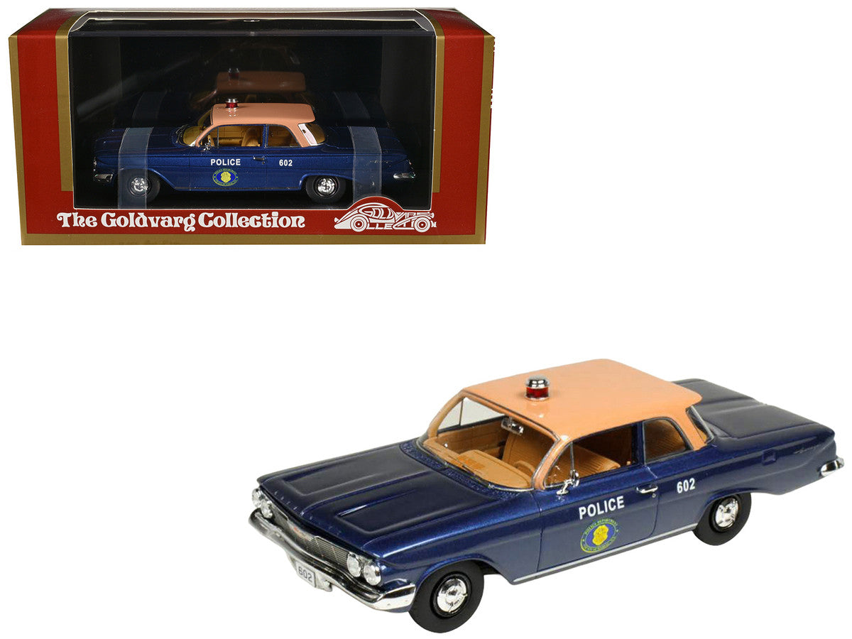 1961 Chevrolet Biscayne "Nassau County Police Department" Blue Metallic with Beige Top Limited Edition to 150 pieces Worldwide 1/43 Model Car by Goldvarg Collection LuxuryLifeWay Online Store