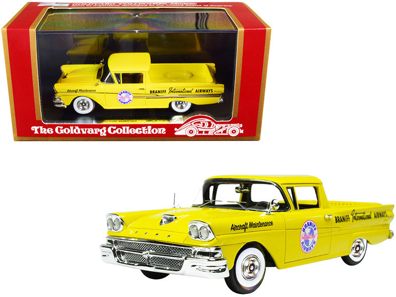 1958 Ford Ranchero Aircraft Maintenance Car Yellow "Braniff International Airways" Limited Edition to 125 pieces Worldwide 1/43 Model Car by Goldvarg Collection LuxuryLifeWay Online Store