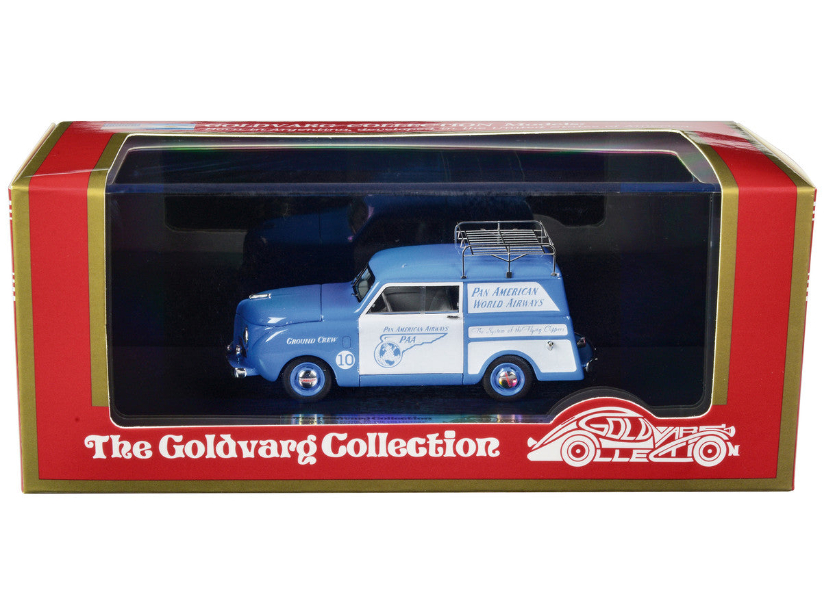 1948 Crosley Station Wagon Blue and White "Pan American Airways Ground Crew" with Roof Rack Limited Edition to 240 pieces Worldwide 1/43 Model Car by Goldvarg Collection LuxuryLifeWay Online Store