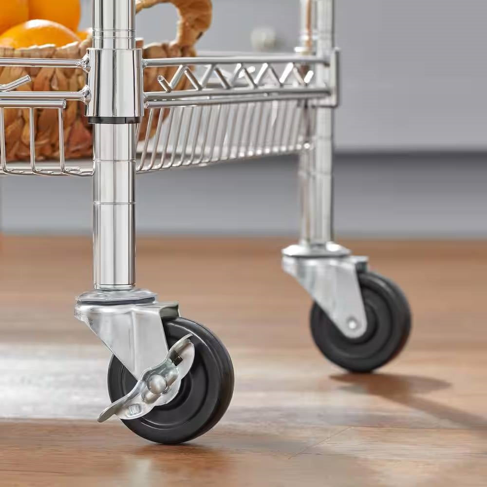 Kitchen Island Cart with Stainless Steel Top and 2 Bottom Storage Shelves LuxuryLifeWay Online Store