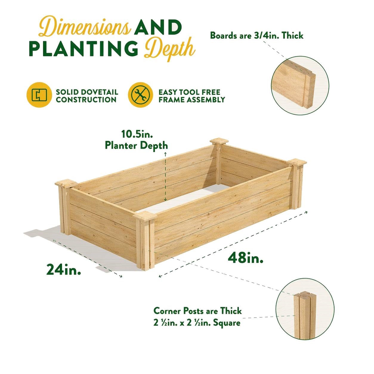 2ft x 4ft Low Profile Cedar Wood Raised Garden Bed Planter Box - Made In USA LuxuryLifeWay Online Store