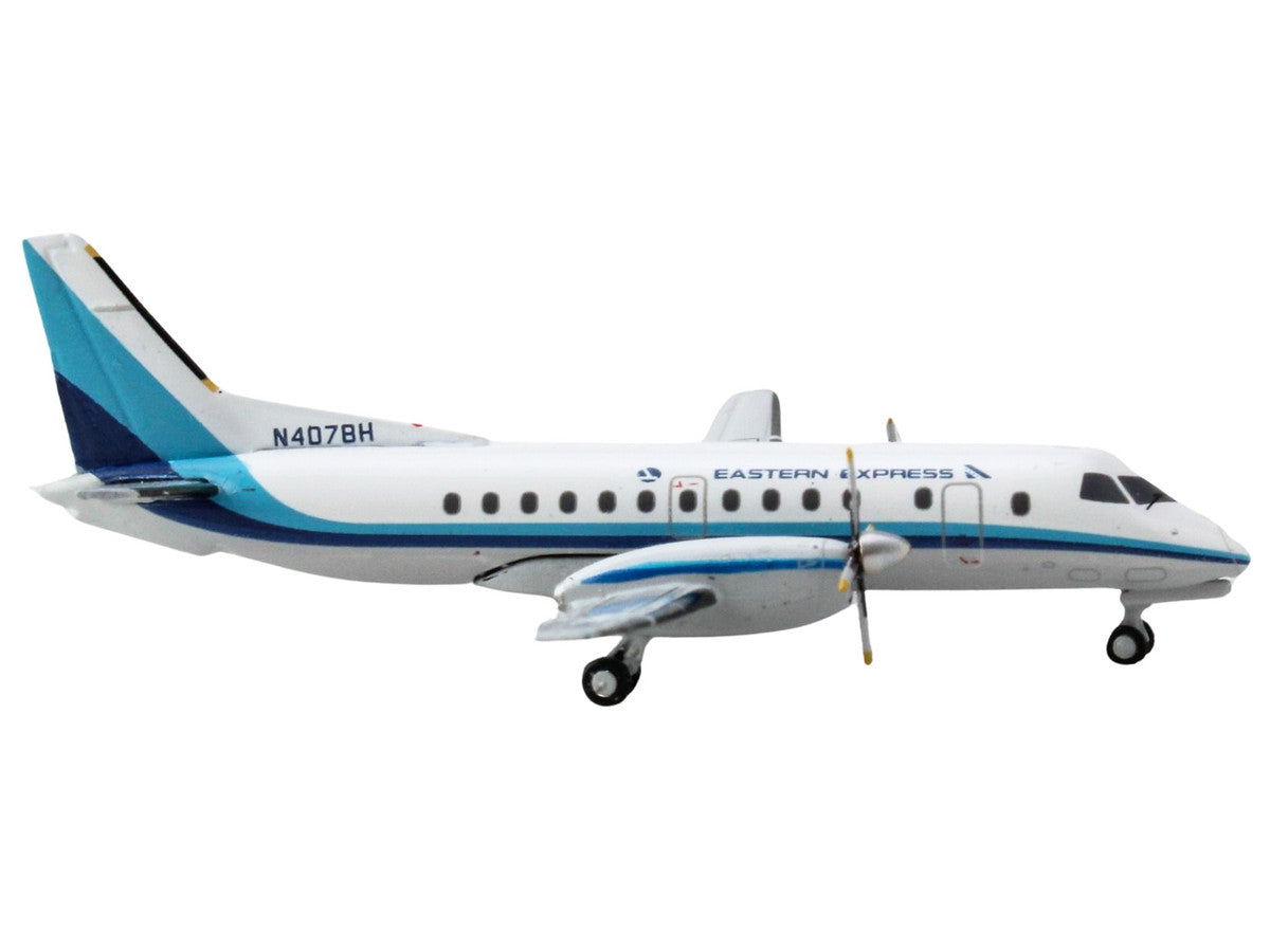 Saab 340B Commercial Aircraft "Eastern Express" (N407BH) White with Blue Stripes 1/400 Diecast Model Airplane by GeminiJets LuxuryLifeWay Online Store