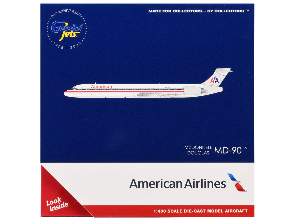 McDonnell Douglas MD-90 Commercial Aircraft "American Airlines" (N904RA) White with Blue and Red Stripes 1/400 Diecast Model Airplane by GeminiJets LuxuryLifeWay Online Store