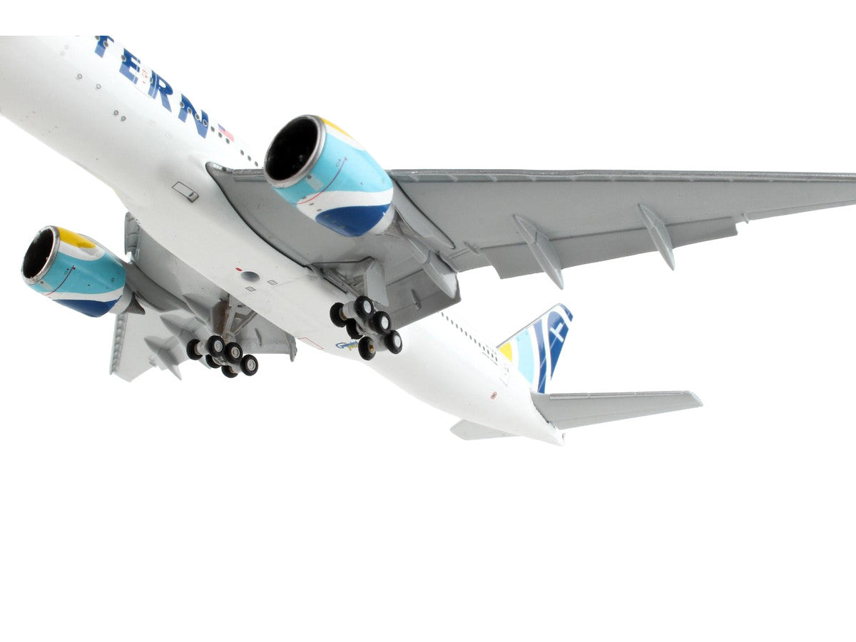 Boeing 777-200ER Commercial Aircraft with Flaps Down "Eastern Air Lines" White with Striped Tail 1/400 Diecast Model Airplane by GeminiJets LuxuryLifeWay Online Store