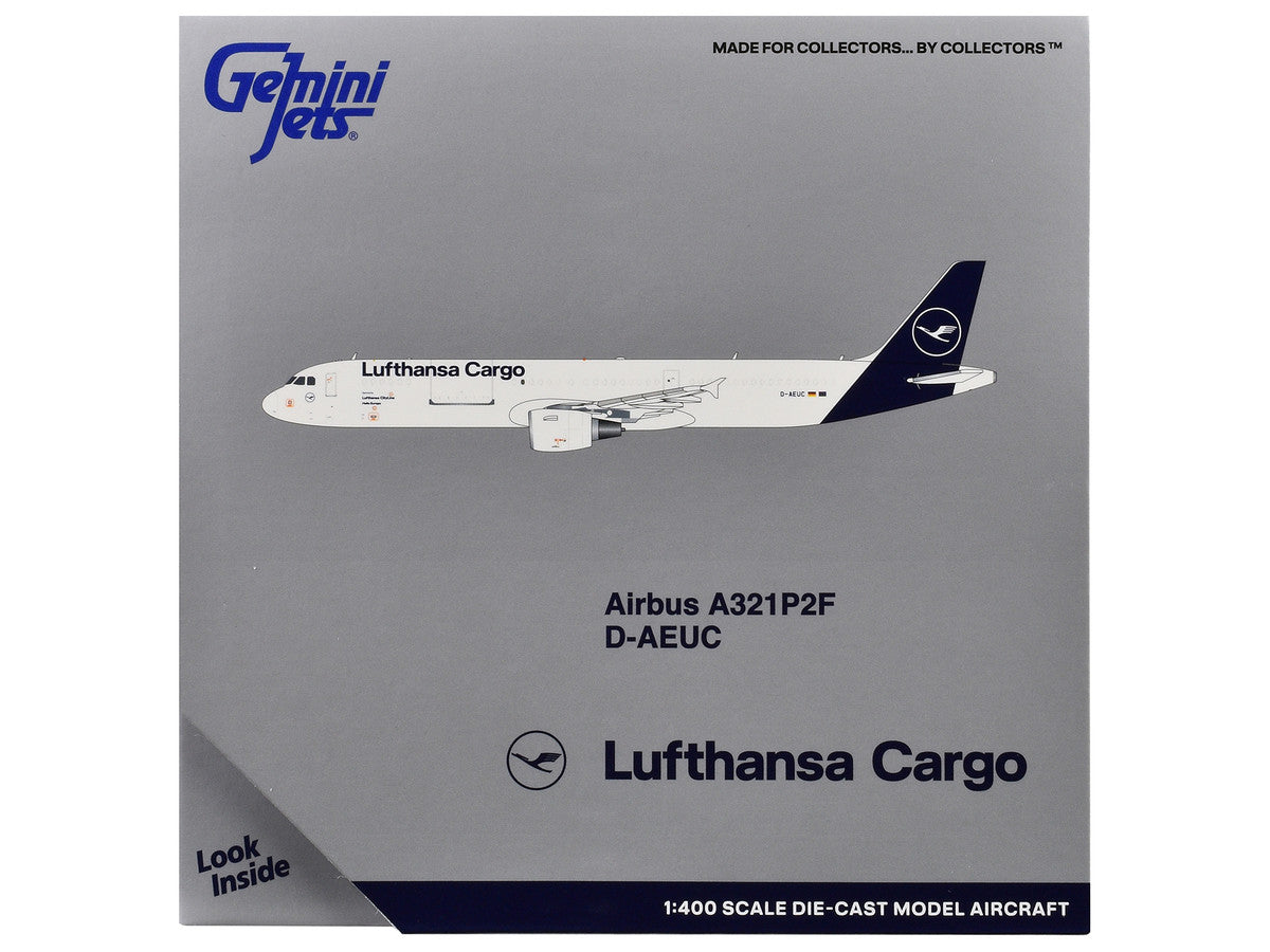 Airbus A321P2F Commercial Aircraft "Lufthansa Cargo" (D-AEUC) White with Blue Tail 1/400 Diecast Model Airplane by GeminiJets LuxuryLifeWay Online Store