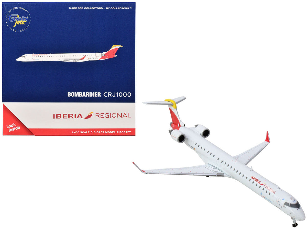 Bombardier CRJ1000 Commercial Aircraft "Iberia Regional" (EC-MVZ) White with Red Tail 1/400 Diecast Model Airplane by GeminiJets LuxuryLifeWay Online Store