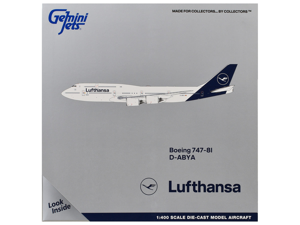 Boeing 747-8I Commercial Aircraft "Lufthansa" (D-ABYA) White with Dark Blue Tail 1/400 Diecast Model GeminiJets LuxuryLifeWay Online Store