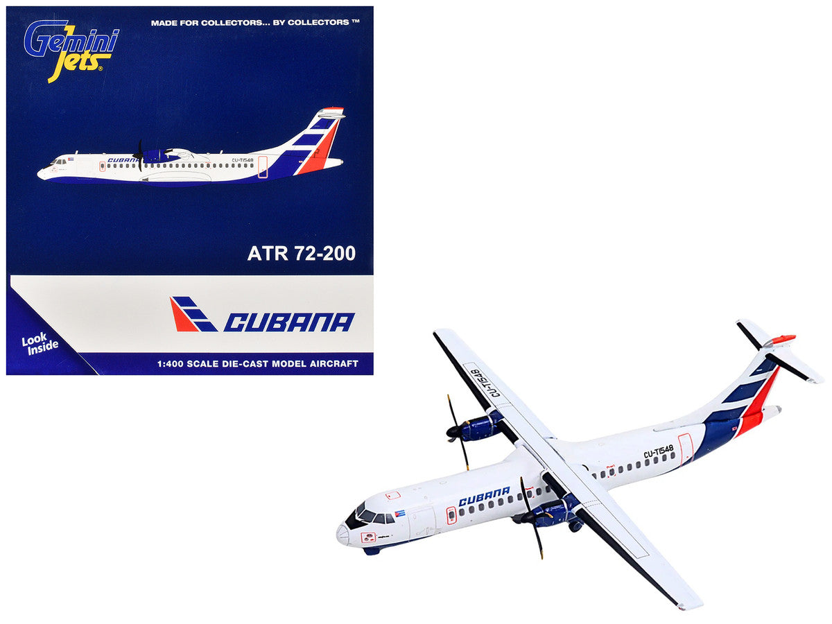 ATR 72-200 Commercial Aircraft "Cubana Airlines" (CU-T1548) White with Red and Blue Stripes 1/400 Diecast Model Airplane by GeminiJets LuxuryLifeWay Online Store