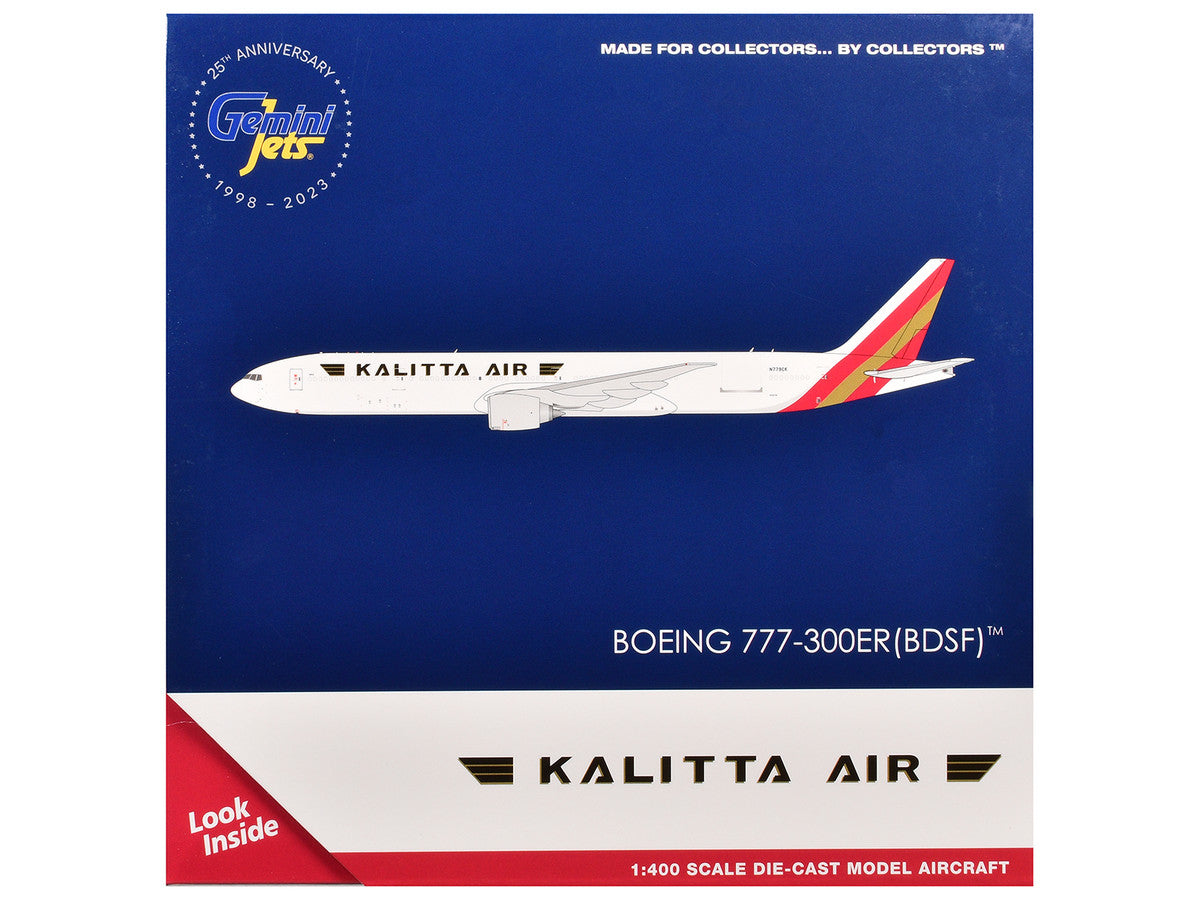Boeing 777-300ER Commercial Aircraft "Kalitta Air" (N779CK) White with Red Tail 1/400 Diecast Model Airplane by GeminiJets LuxuryLifeWay Online Store