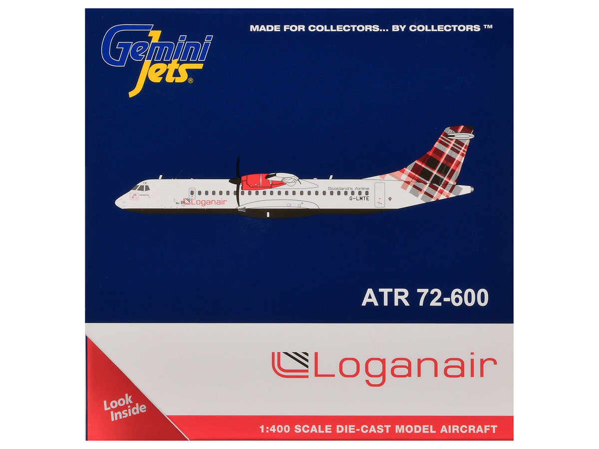 ATR 72-600 Commercial Aircraft "Loganair - Scotland's Airline" (G-LMTE) White with Red Plaid Tail 1/400 Diecast Model by GeminiJets LuxuryLifeWay Online Store