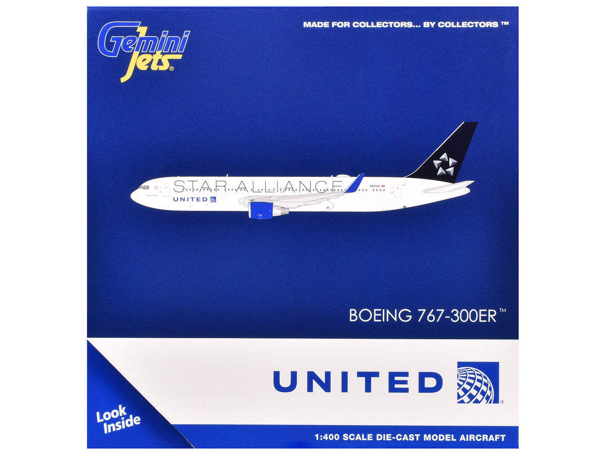 Boeing 767-300ER Commercial Aircraft "United Airlines Star Alliance" (N76516) White with Black Tail 1/400 Diecast Model Airplane by GeminiJets LuxuryLifeWay Online Store