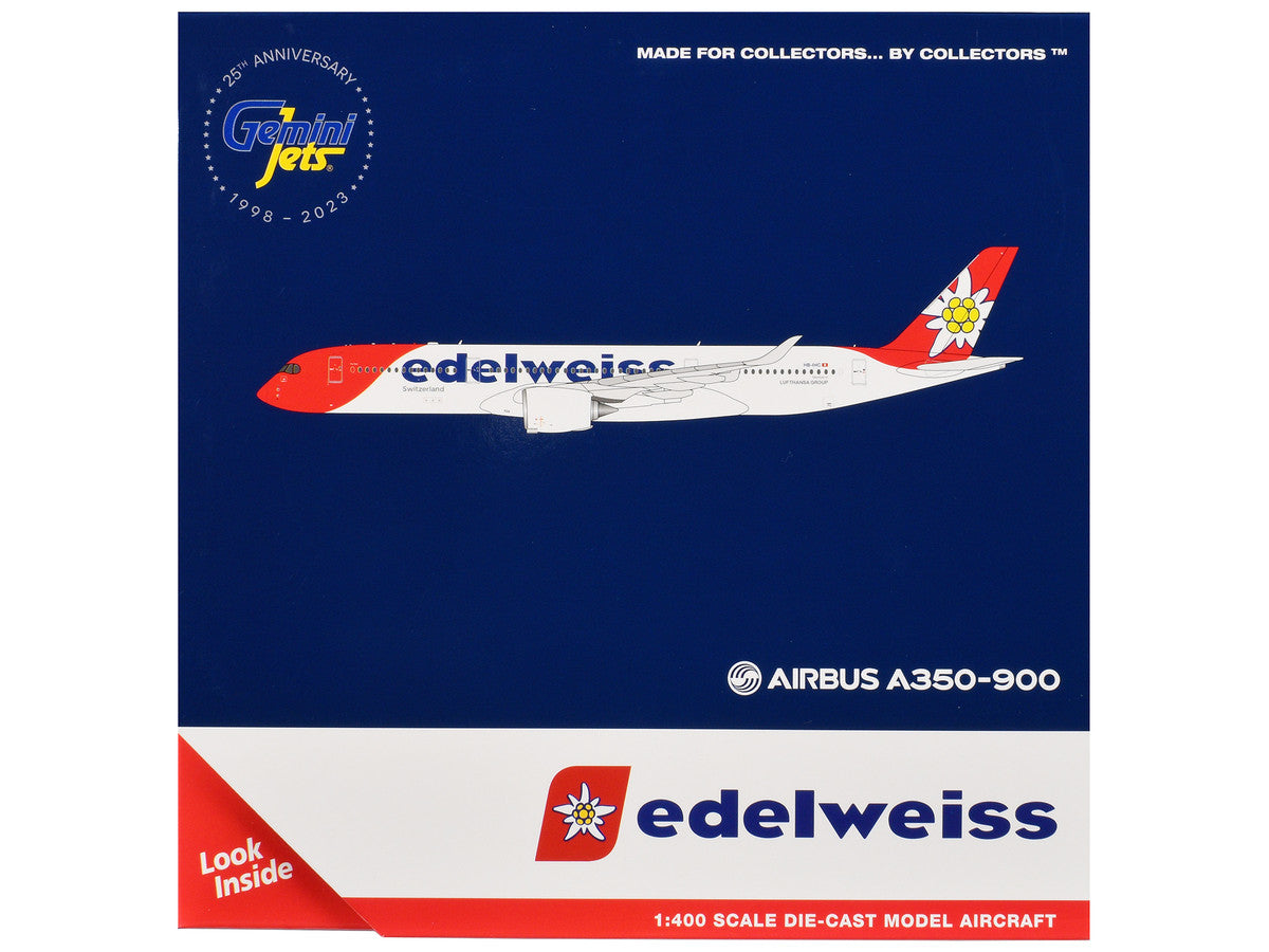 Airbus A350-900 Commercial Aircraft with Flaps Down Configuration "Edelweiss Air" (HB-IHC) White with Red Tail 1/400 Diecast Model Airplane by GeminiJets LuxuryLifeWay Online Store