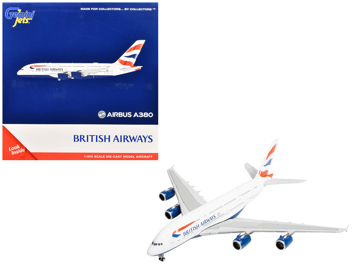 Airbus A380 Commercial Aircraft "British Airways" (G-XLEE) White with Striped Tail 1/400 Diecast Model Airplane by GeminiJets LuxuryLifeWay Online Store