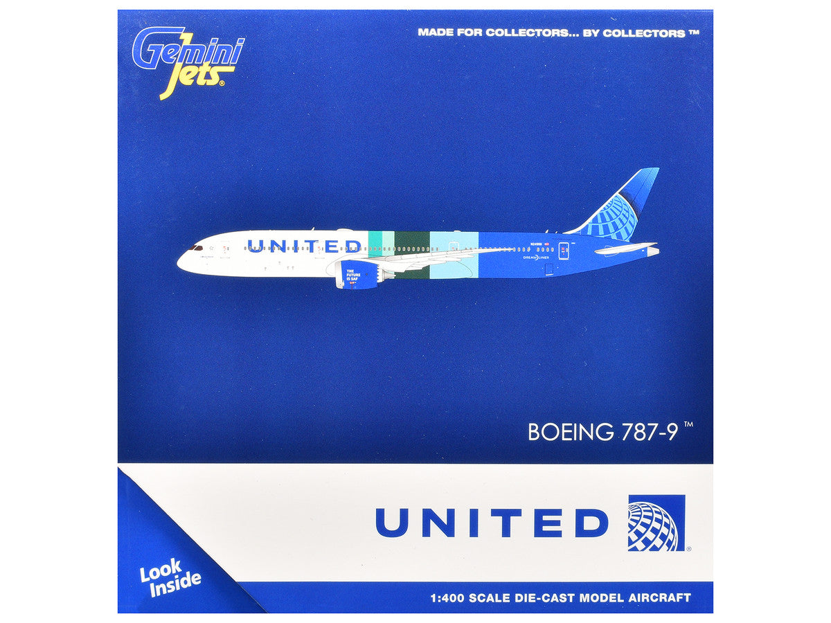Boeing 787-9 Commercial Aircraft "United Airlines - The Future is SAF" (N24988) White and Blue with Stripes 1/400 Diecast Model Airplane by GeminiJets LuxuryLifeWay Online Store