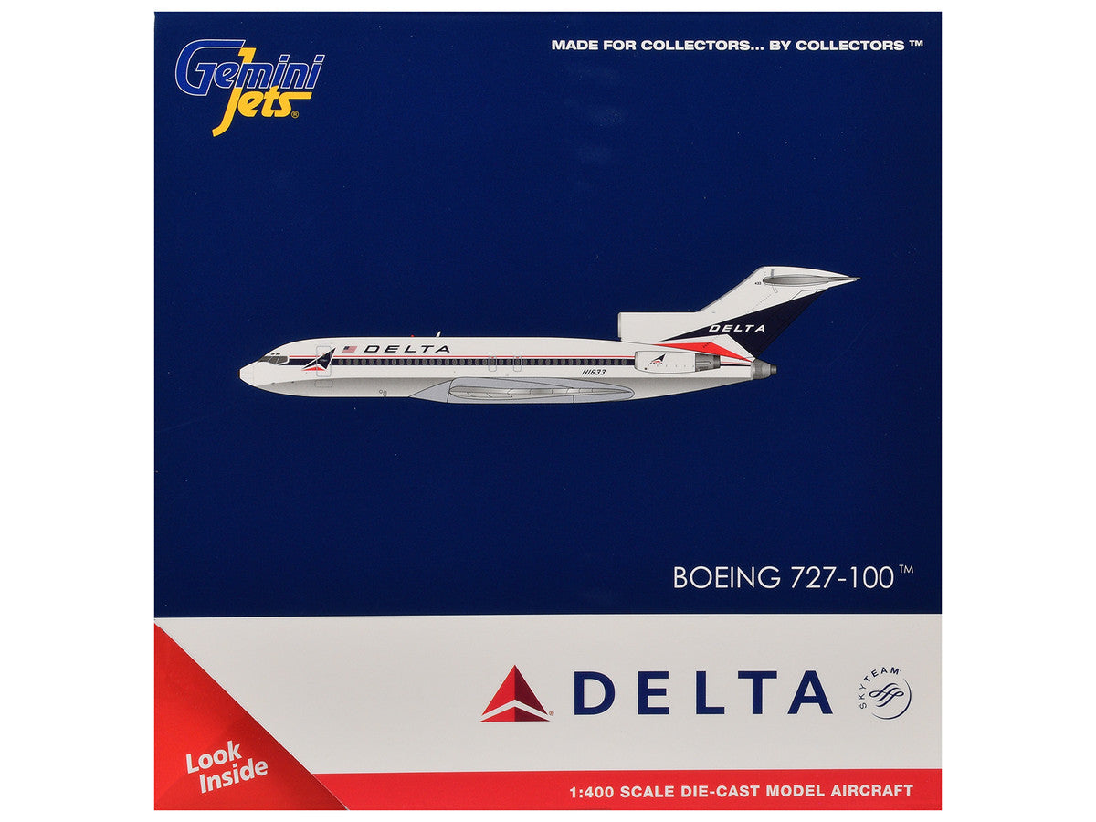 Boeing 727-100 Commercial Aircraft "Delta Air Lines" (N1633) White with Red and Blue Stripes 1/400 Diecast Model by GeminiJets LuxuryLifeWay Online Store