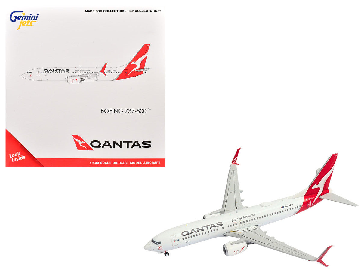 Boeing 737-800 Commercial Aircraft "Qantas Airways" (VH-VZW) White with Red Tail 1/400 Diecast Model Airplane by GeminiJets LuxuryLifeWay Online Store