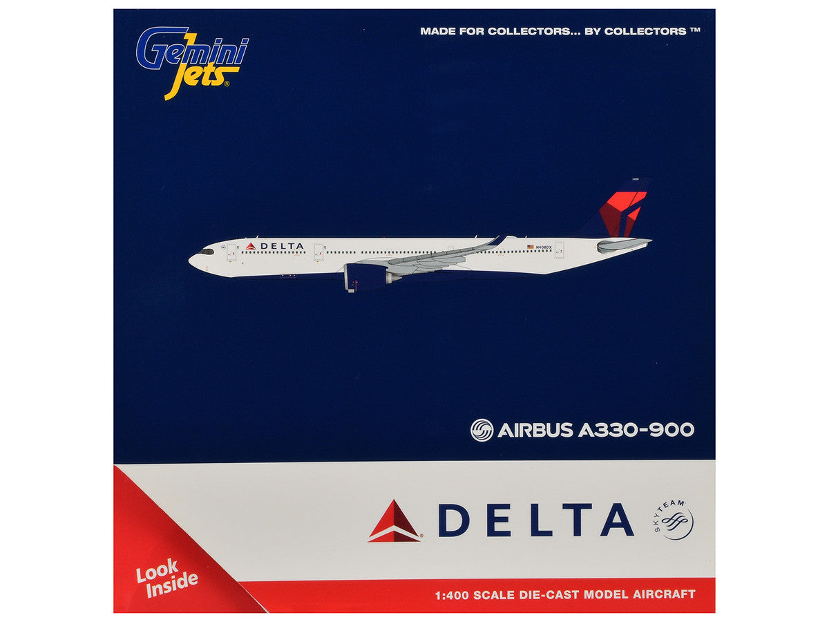 Airbus A330-900 Commercial Aircraft "Delta Air Lines" (N408DX) White with Red and Blue Tail 1/400 Diecast Model by GeminiJets LuxuryLifeWay Online Store