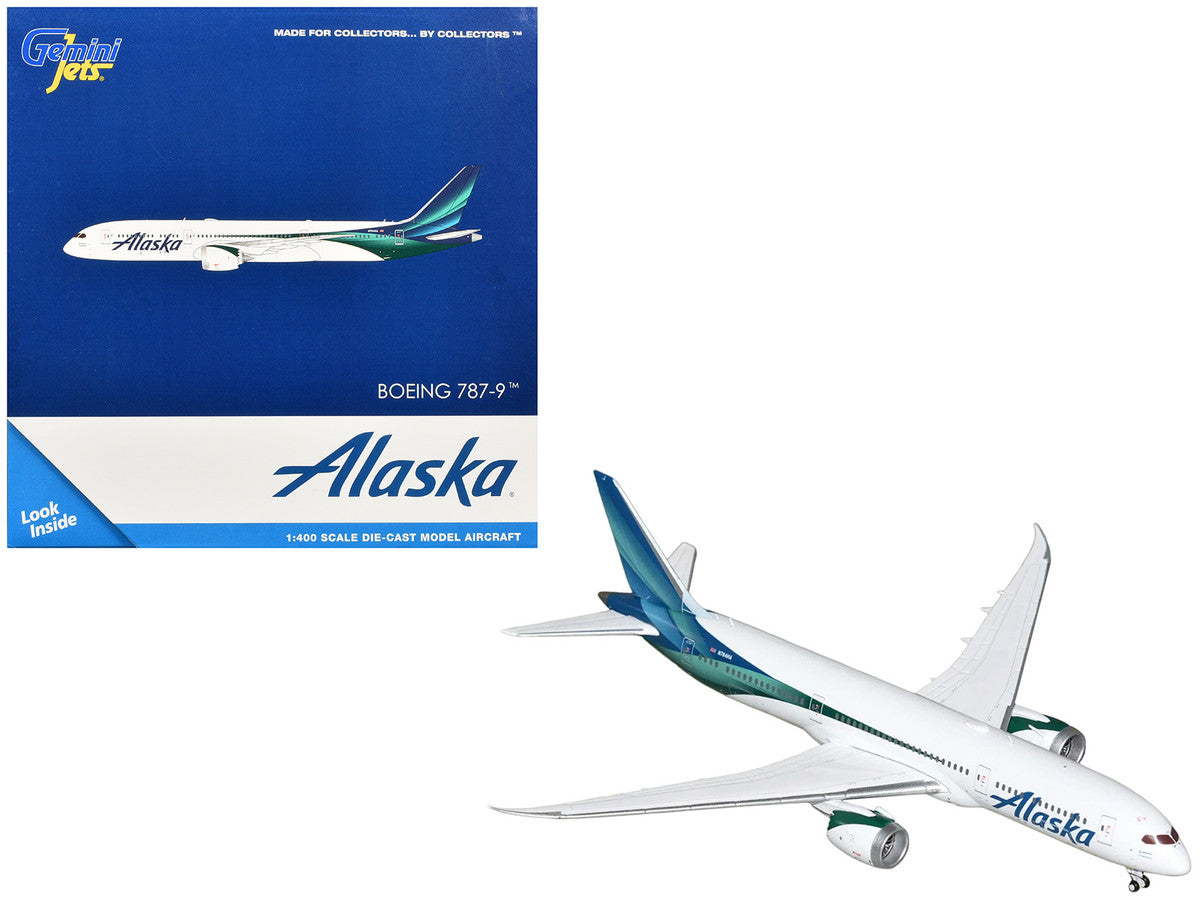 Boeing 787-9 Commercial Aircraft "Alaska Airlines" (N784HA) White with Blue and Green Tail 1/400 Diecast Model by GeminiJets LuxuryLifeWay Online Store