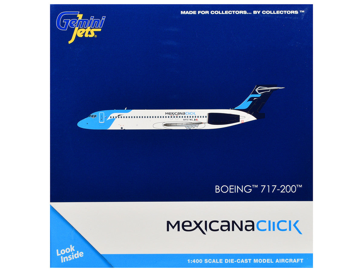 Boeing 717-200 Commercial Aircraft "Mexicana Click" (N907ME) White with Light Blue Nose and Dark Blue Tail 1/400 Diecast Model Airplane by GeminiJets LuxuryLifeWay Online Store