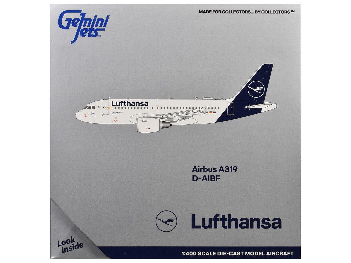 Airbus A319-100 Commercial Aircraft "Lufthansa" (D-AIBF) White with Dark Blue Tail 1/400 Diecast Model Airplane by GeminiJets LuxuryLifeWay Online Store