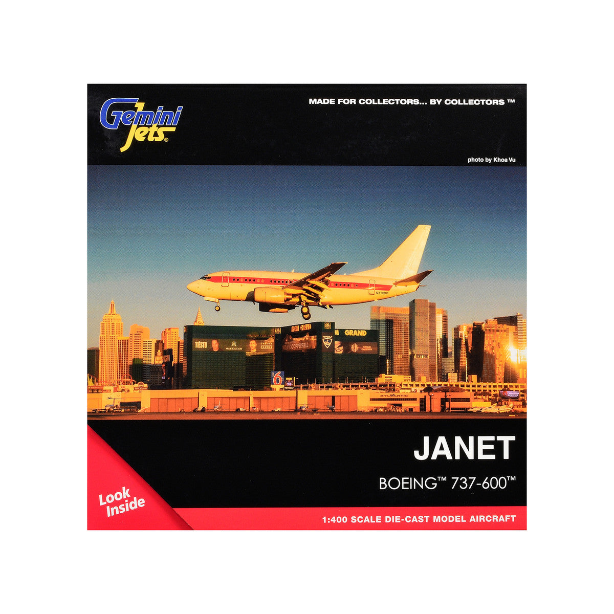 Boeing 737-600 Transport Aircraft "EG&G - Janet Airlines" (N319BD) White with Red Stripes 1/400 Diecast Model Airplane by GeminiJets LuxuryLifeWay Online Store
