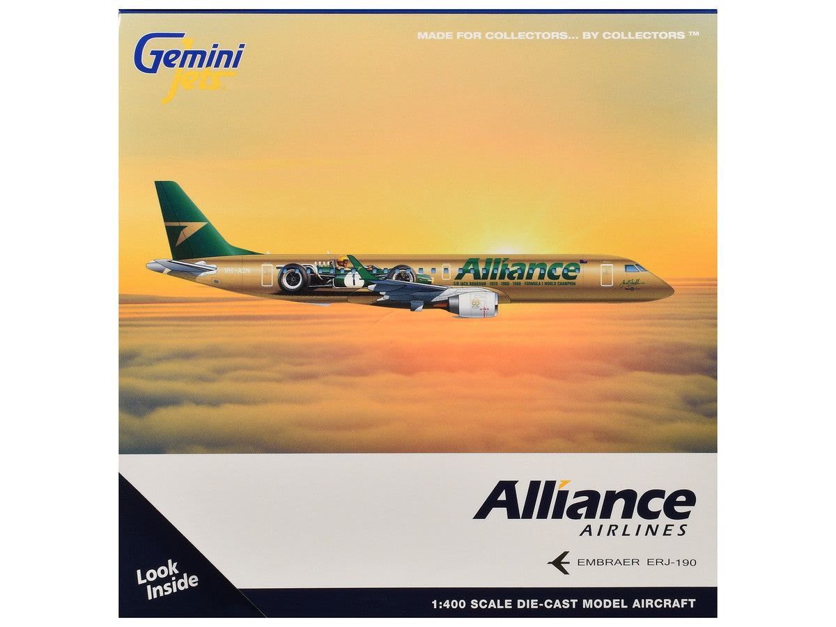 Embraer ERJ-190 Commercial Aircraft "Alliance Airlines - Sir Jack Brabham" (N7620U) Gold Metallic with Graphics 1/400 Diecast Model Airplane by GeminiJets LuxuryLifeWay Online Store