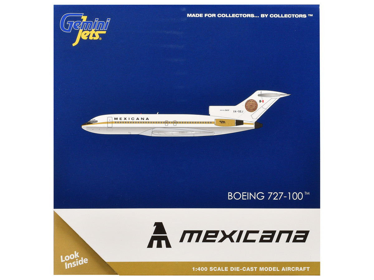 Boeing 727-100 Commercial Aircraft "Mexicana de Aviacion" (XA-SEJ) White with Gold Stripes 1/400 Diecast Model Airplane by GeminiJets LuxuryLifeWay Online Store