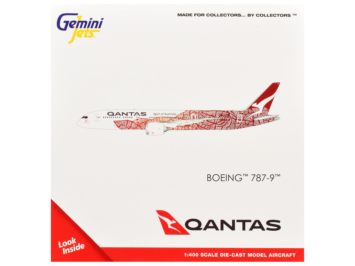 Boeing 787-9 Commercial Aircraft "Qantas - Yam Dreaming" (VH-ZND) White with Red Graphics 1/400 Diecast Model Airplane by GeminiJets LuxuryLifeWay Online Store