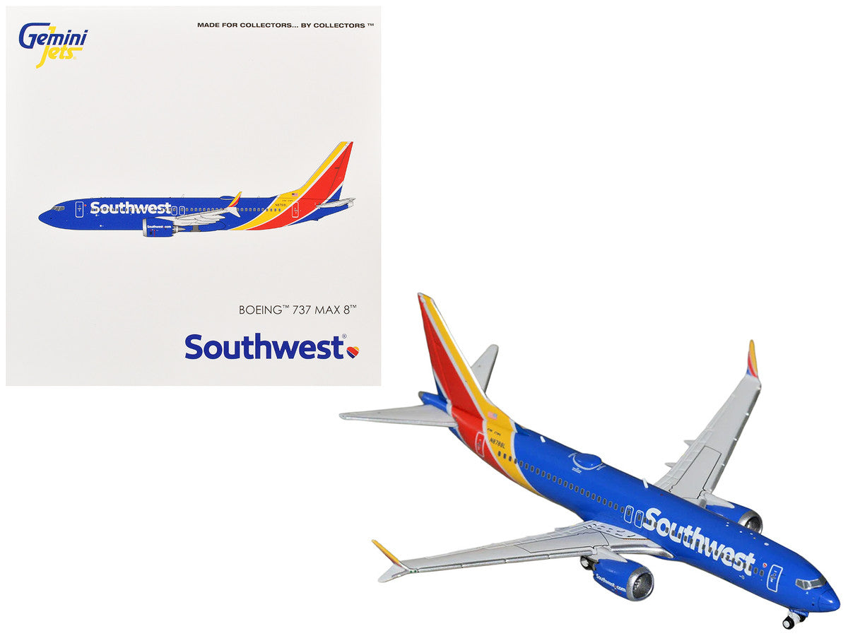 Boeing 737 MAX 8 Commercial Aircraft "Southwest Airlines" (N8788L) Blue with Red and Yellow Stripes 1/400 Diecast Model Airplane by GeminiJets LuxuryLifeWay Online Store